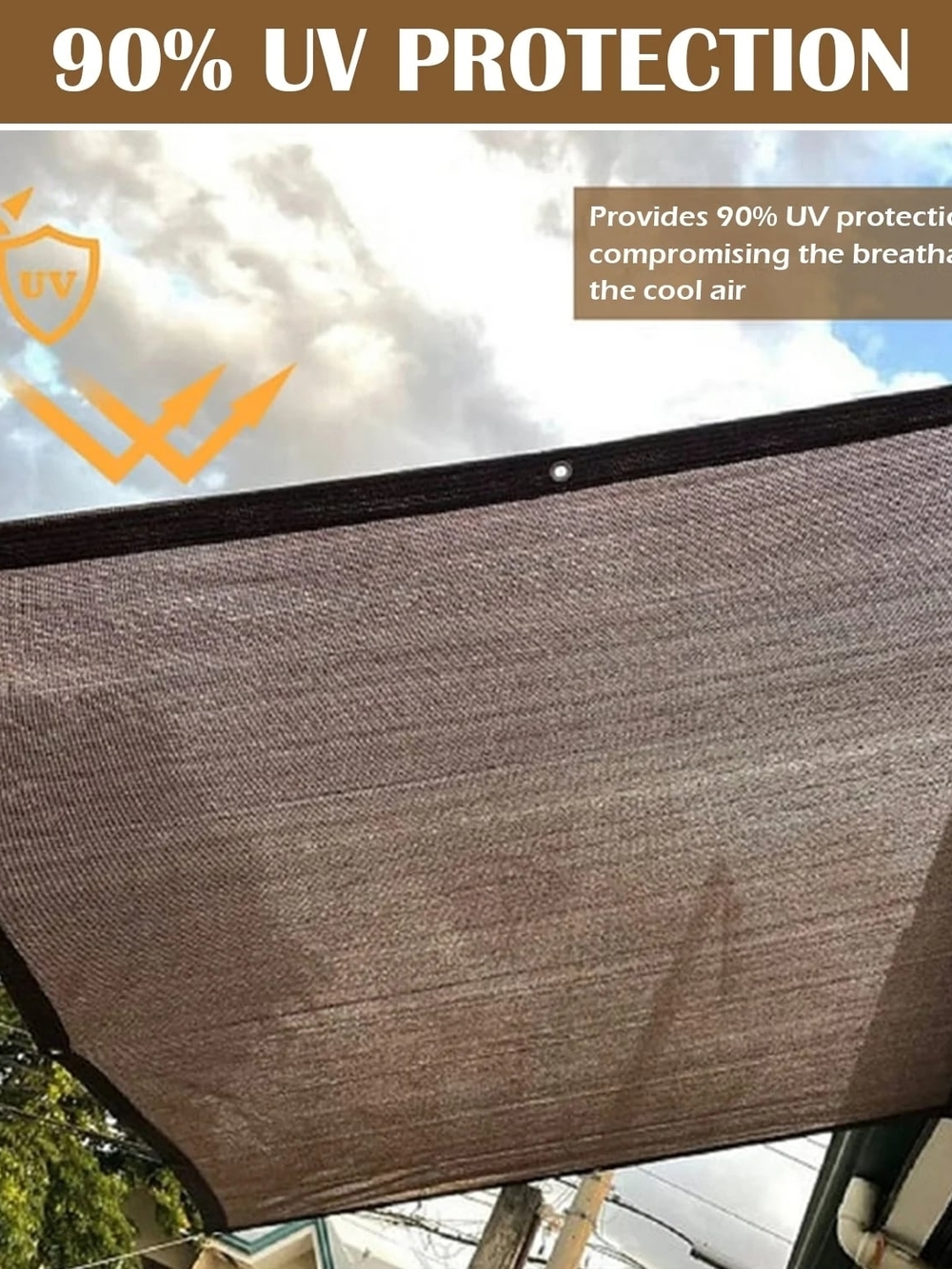 UV Protective Outdoor Shade Sail Canopy - Taupe/Brown 10x13ft